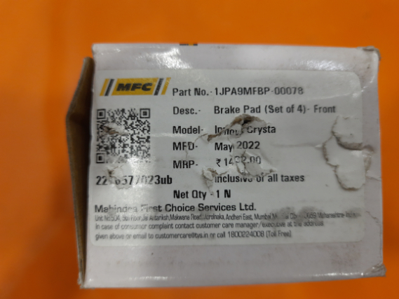 MFC BrakePads(Toyota Innova Crysta) - Image 3