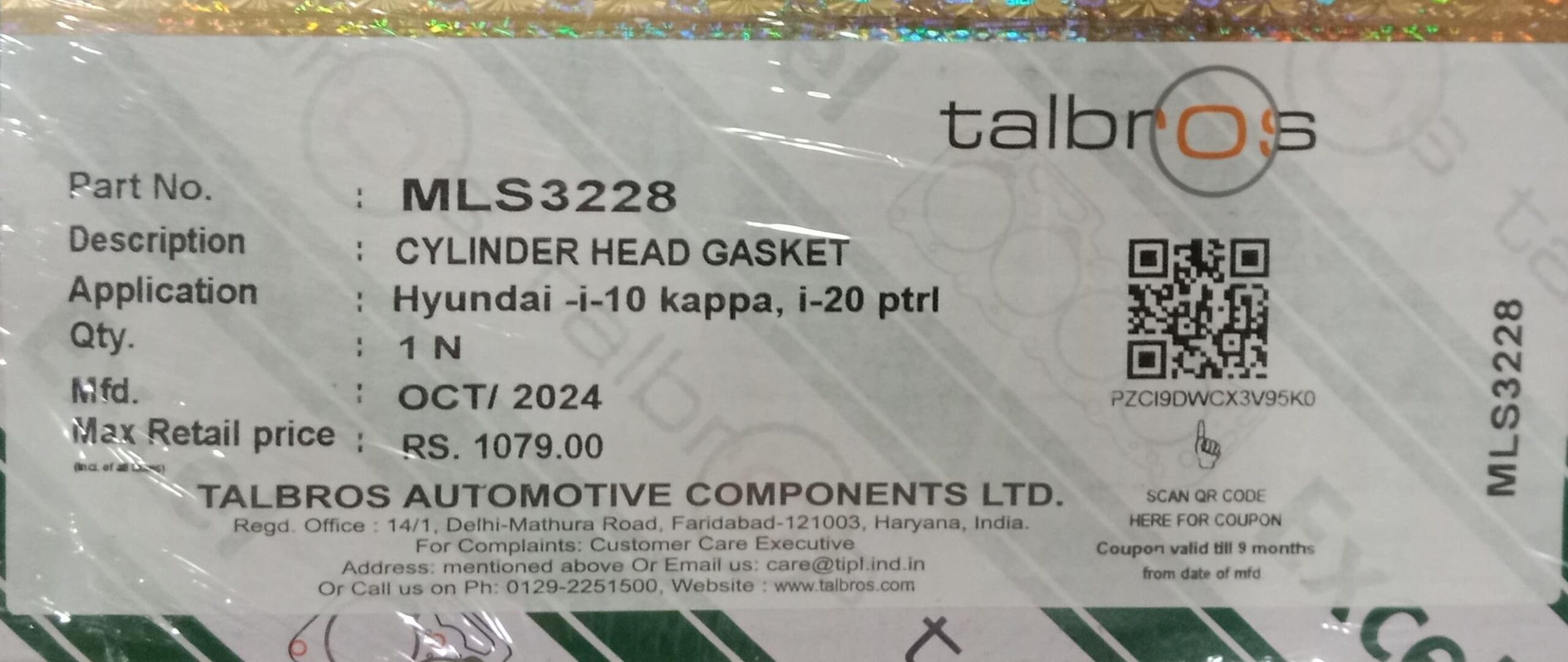 (TALBROS) CYLINDER HEAD GASKET (HYUNDAI /I-10/KAPPA/I-20 PTRL) - Image 2