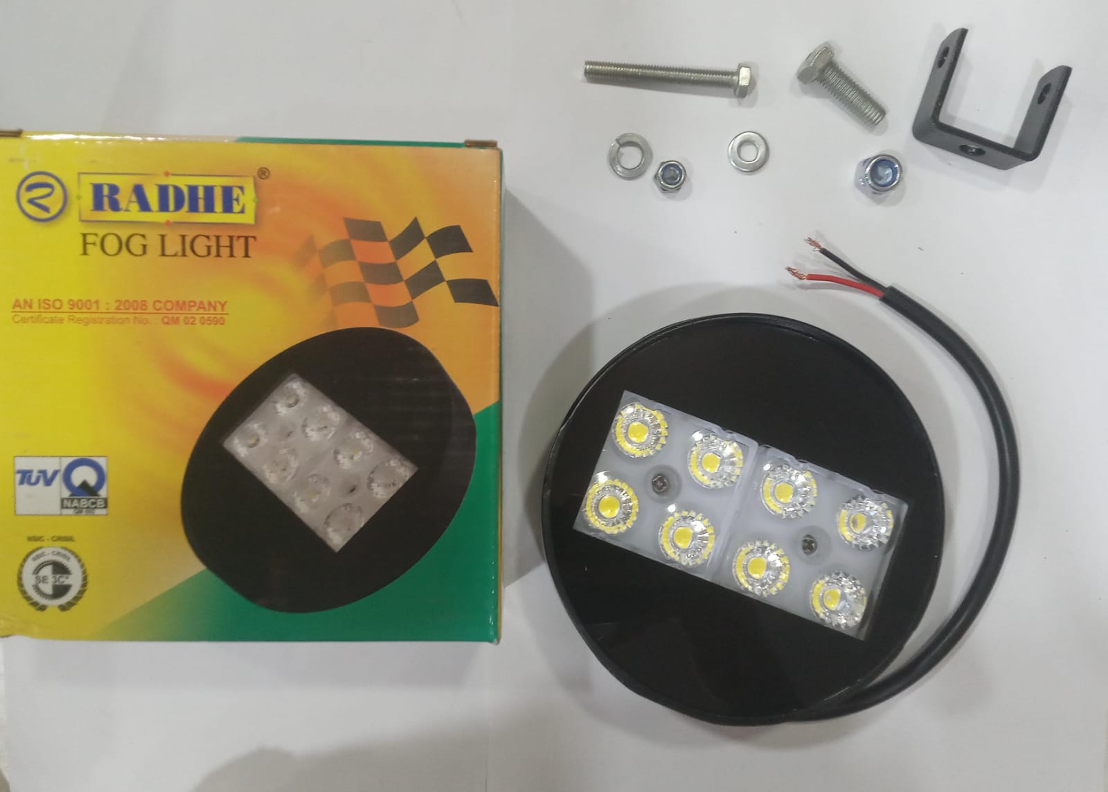 (RADHE )UNIVERSAL 8 LED ROUND 12V FOG LIGHT WITH CLAMP