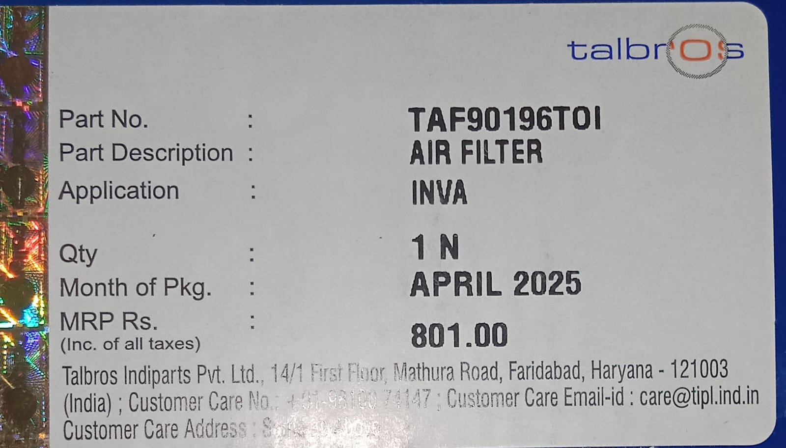 (TALBROS) AIR FILTER INNOVA - Image 3