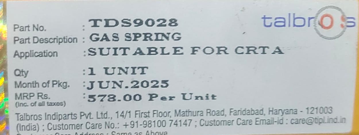 (TALBROS) GAS SPRING DICKY DOOR CRETA 1ST GEN F/L - Image 3