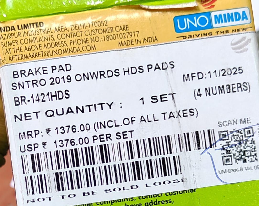 UNO MINDA BRAKE PAD SANTRO 2019 ONWARDS - Image 3