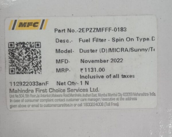 Fuel / Diesel Filters(Renault-Duster/ Nissan-Sunny /Micra/Tata Yodha) - Image 3