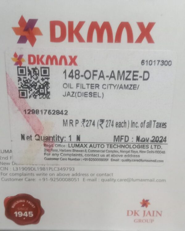 OIL FILTER -AMZE-D HONDA  CITY/ AMAZE/ JAZZ-  DIESEL(REF:0113) - Image 3