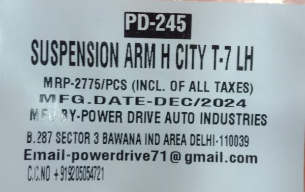 (POWER DRIVE)SUSPENSION ARM H CITY T-7 LH (LOWER ARM) - Image 3