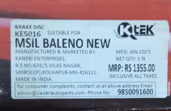 (K TEK )BRAKE DISC ROTOR SWIFT 2018/ BALENO NEW - Image 3