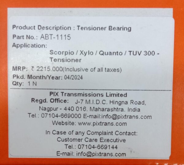 TENSIONER BEARING XYLO (Scorpio/ Xylo/ Quanto / Tuv 300 Tensioner) - Image 3