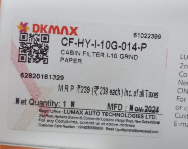 (LUMAX) CABIN FILTER  I-10  GRAND  PAPER (Ref:0221) - Image 4