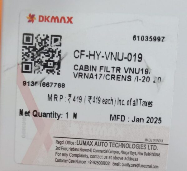 (LUMAX) CABIN FILTER - VNU19 VRNA17 / CRENS/I-20 20 - Image 3