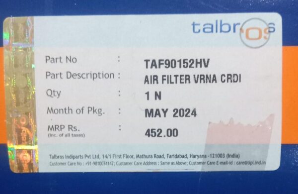(TALBROS)  AIR FILTER  VERNA CRDI - Image 3