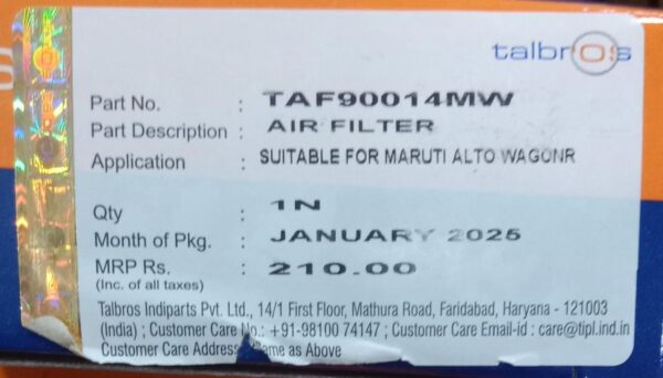 (TALBROS)AIR FILTER MARUTI ALTO WAGONR - Image 3