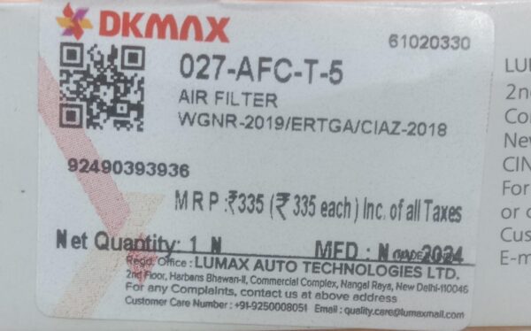 (lumax) AIR FILTER WAGON  R 3RD GEN/ ERTIGA 2ND GEN/S CROSS (PETROL) (REF:0271) - Image 4
