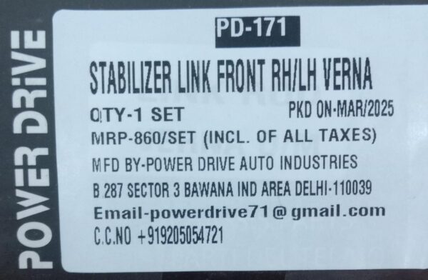(POWER DRIVE )  STABILIZER LINK FRONT RH/LH VERNA - Image 3