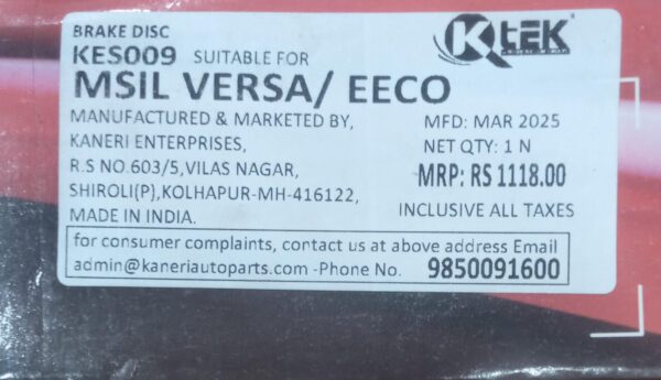 (K TEK) BRAKE DISC ROTOR  VERSA/EECO - Image 3