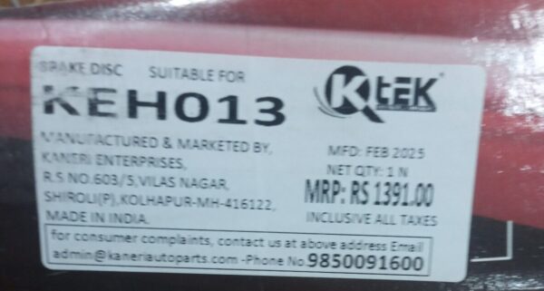 (K TEK) BRAKE DISC ROTOR  I10 GRAND/ XCENT - Image 3