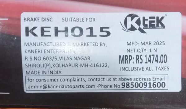 (K TEK) BRAKE DISC ROTOR   I-20 ELITE - Image 3