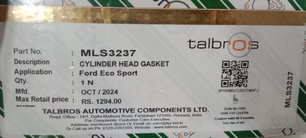 (TALBROS)  CYLINDER HEAD GASKET (FORD ECO SPORT ) - Image 2