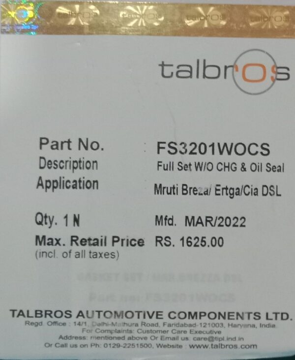 (TALBROS) FULL SET W/O CHG& OIL SEAL GASKET - Image 2