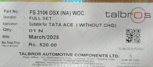 (TALBROS)  FULL GASKET SET (TATA ACE (WITH OUT CHG) - Image 2