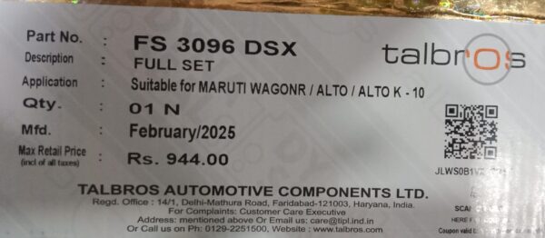 (TALBROS) FULL SET MARUTI  WAGNOR/ ALTO /ALTO K-10 - Image 2