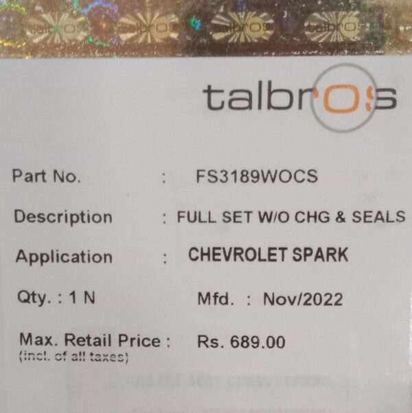 (TALBROS) FULL GASKET SET W/O CHG & SEALS CHEVROLET SPARK - Image 2