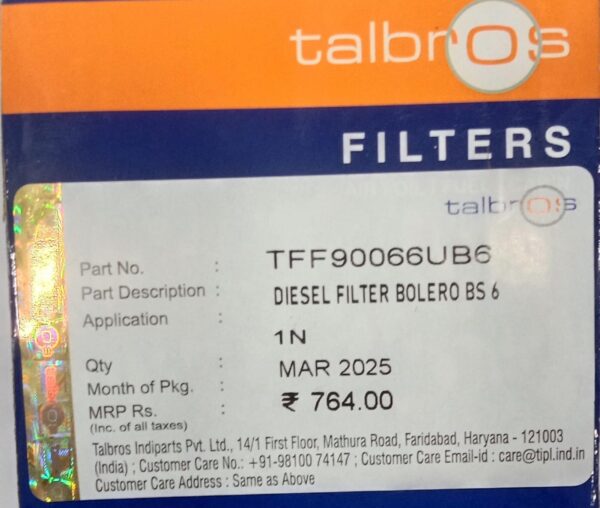 (TALBROS) FUEL FILTER/  DIESEL FILTER BOLERO BS6(REF:0291) - Image 5