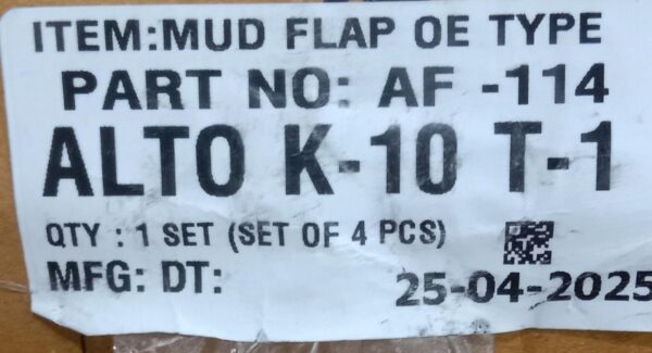 (MUD FLAPS)ALTO K-10 T-1 (SET OF 4 PCS ) - Image 2