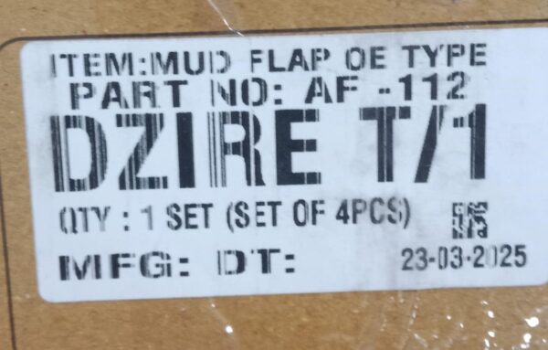 (MUD FLAPS)DZIRE T/1 (SET OF 4PCS) - Image 2