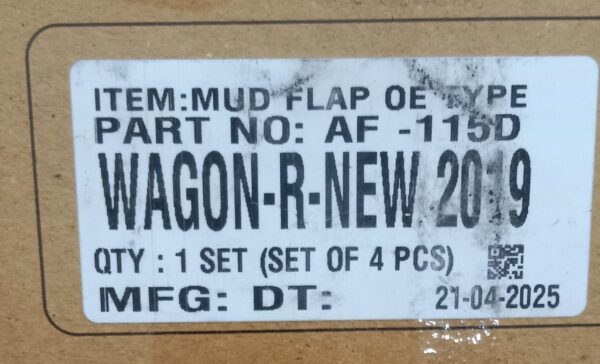 MUD FLAPS WAGONR NEW 2019 (SET OF 4 PCS) (TYPE -6) - Image 2