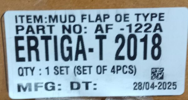 (MUD FLAPS) ERTIGA TYPE -2 2018   (SET OF 4 PCS ) - Image 2