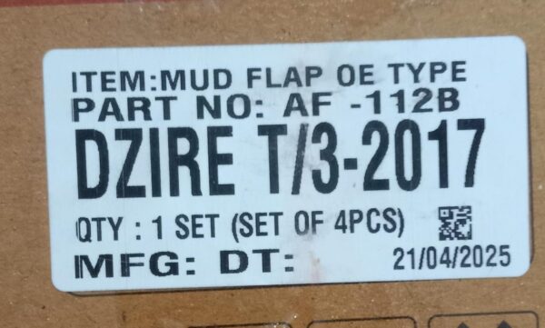 (MUD FLAPS) DZIRE T/3-2017 (SET OF 4PCS) - Image 3