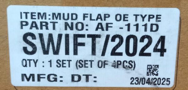(MUD FLAPS ) SWIFT 2024 (SET OF 4 PCS ) TYPE 5 - Image 2