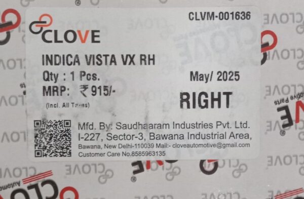 (CLOVE)INDICA VISTA VX RH   (SIDE VIEW MIRRORS ) - Image 3