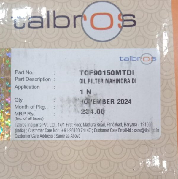 (TALBROS) OIL FILTER MAHINDRA DI - Image 5