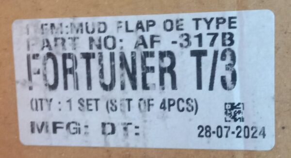 (MUD FLAP) FORTUNER T-3 (SET OF FOUR) - Image 3
