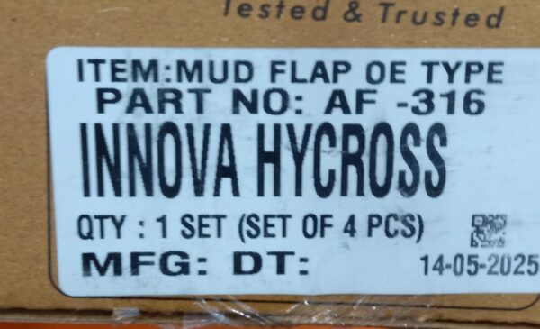 (MUD FLAP ) INNOVA HYCROSS (SET OF FOUR) - Image 2
