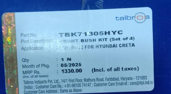 (TALBROS) FRONT BUSH KIT (SET OF 4) HYUNDAI CRETA - Image 3