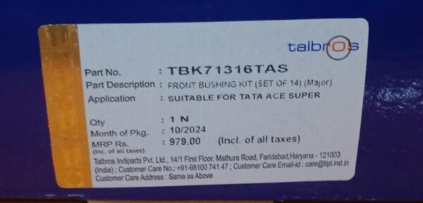 (TALBROS) FRONT BUSHING KIT (SET OF 14) TATA ACE SUPER - Image 3