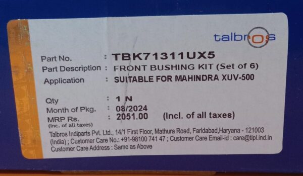 (TALBROS) FRONT BUSHING KIT (SET OF 6) MAHINDRA XUV -500 - Image 3