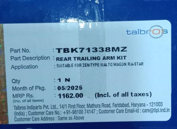 (TALBROS) REAR TRAILING ARM KIT (ZEN/T-2/ALTO/WAGON R/A-STAR ) - Image 3