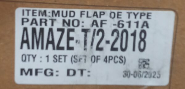 (MUD FLAPS) AMAZE TYPE-2 (SET OF FOUR) - Image 3