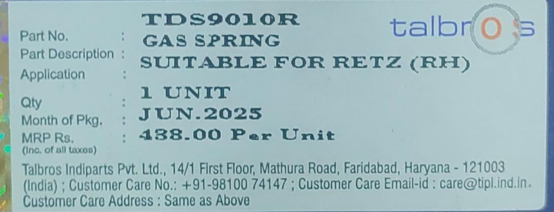 (TALBROS) GAS SPRING DICKY DOOR RITZ RH (1ST & 2ND GEN) - Image 2