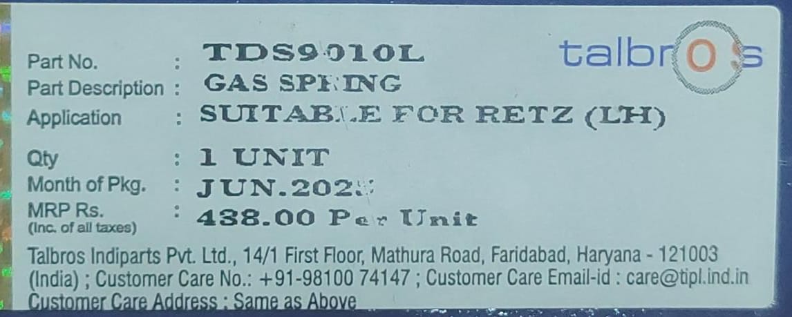 (TALBROS) GAS SPRING DICKY DOOR RITZ LH (1ST & 2ND GEN) - Image 2