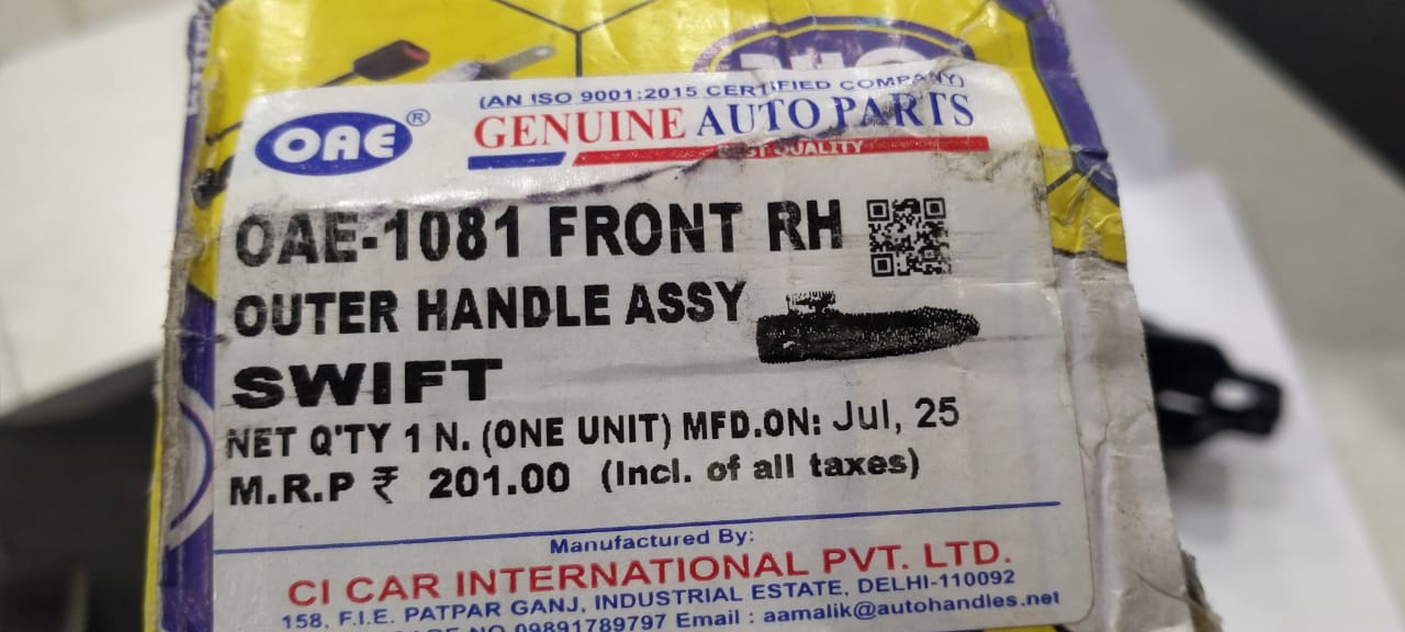 OUTER HANDLE ASSY SWIFT / ERTIGA/RITZ/ DEZIRE/VITARA/ S X 4/ with key hole with base Front RH - Image 5