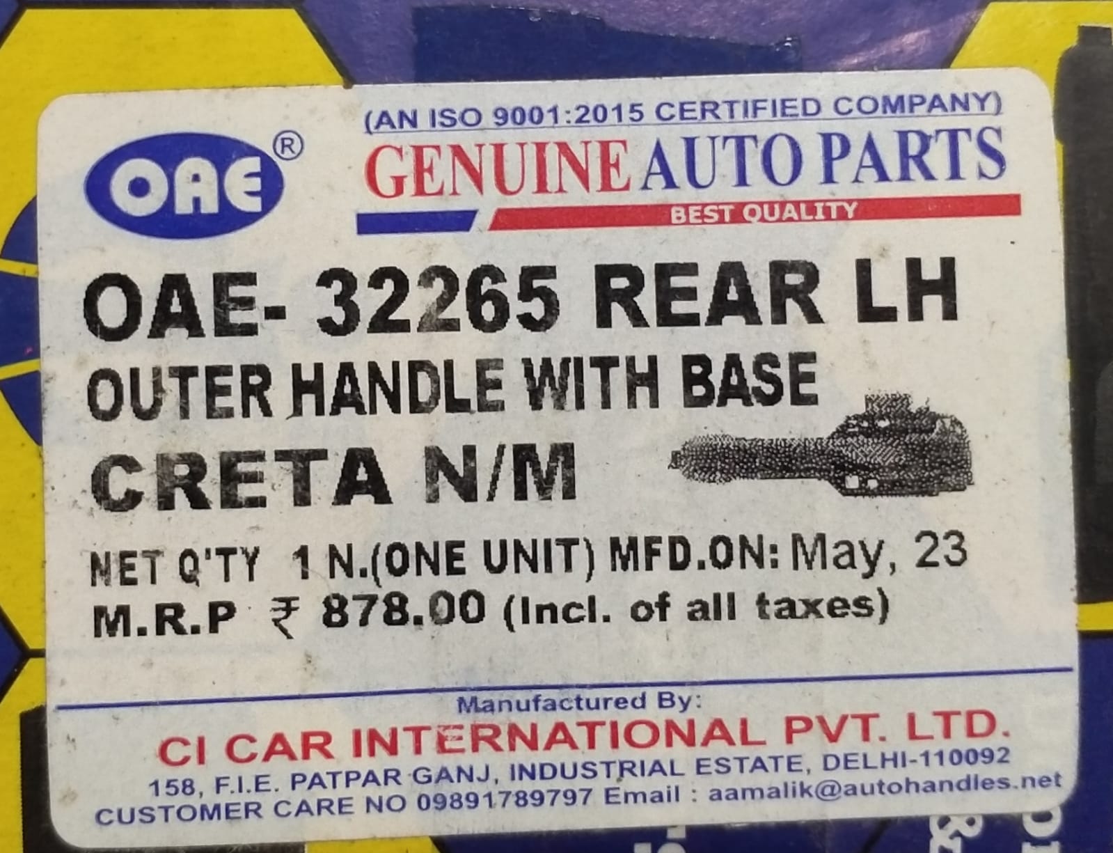 OOUTER HANDLE WITH BASE CRETAN/M REAR LH - Image 4