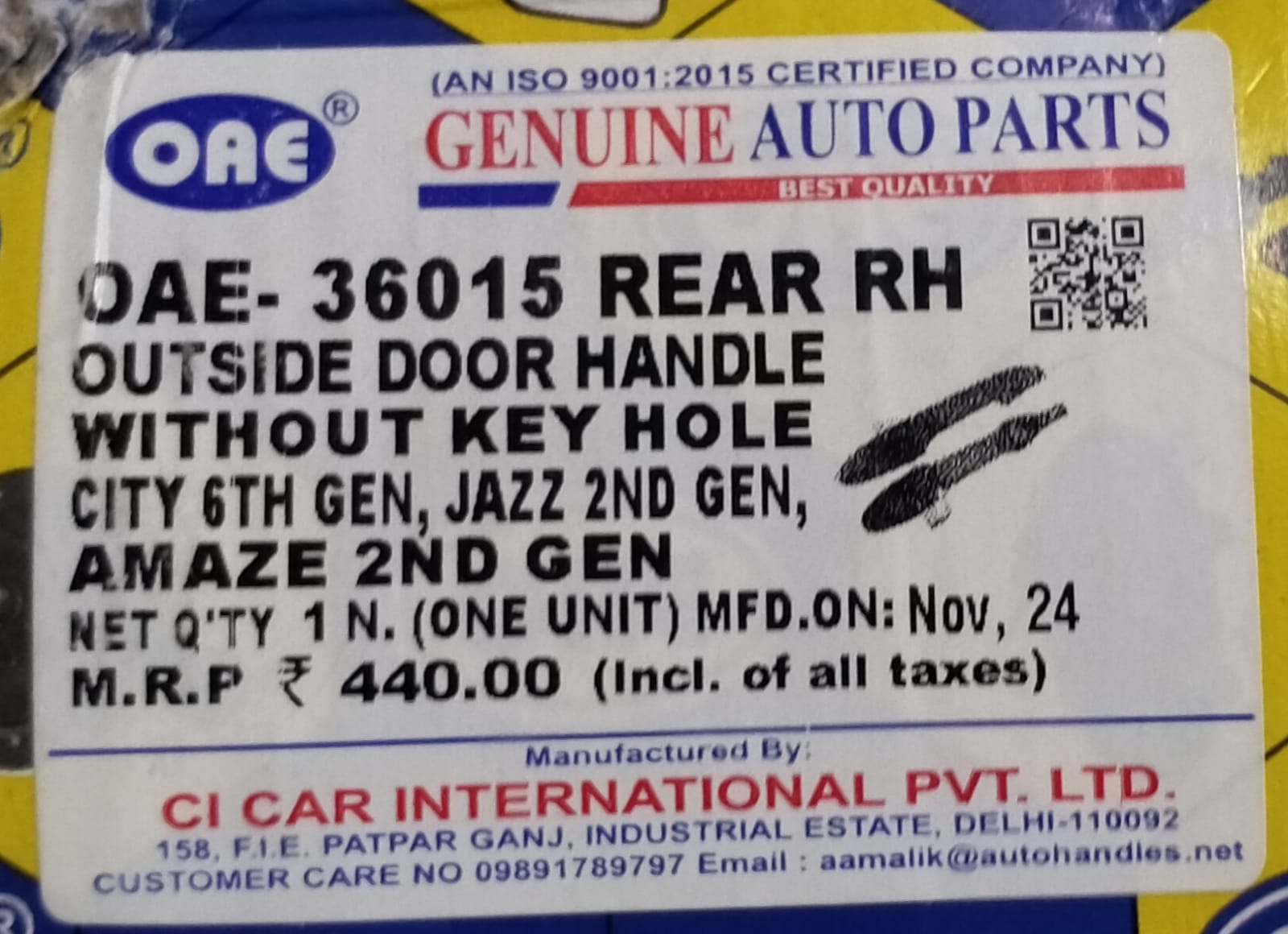 DOOR O/H CITY T6, AMAZ 2ND GEN, JAZZ 2ND – REAR RH - Image 4