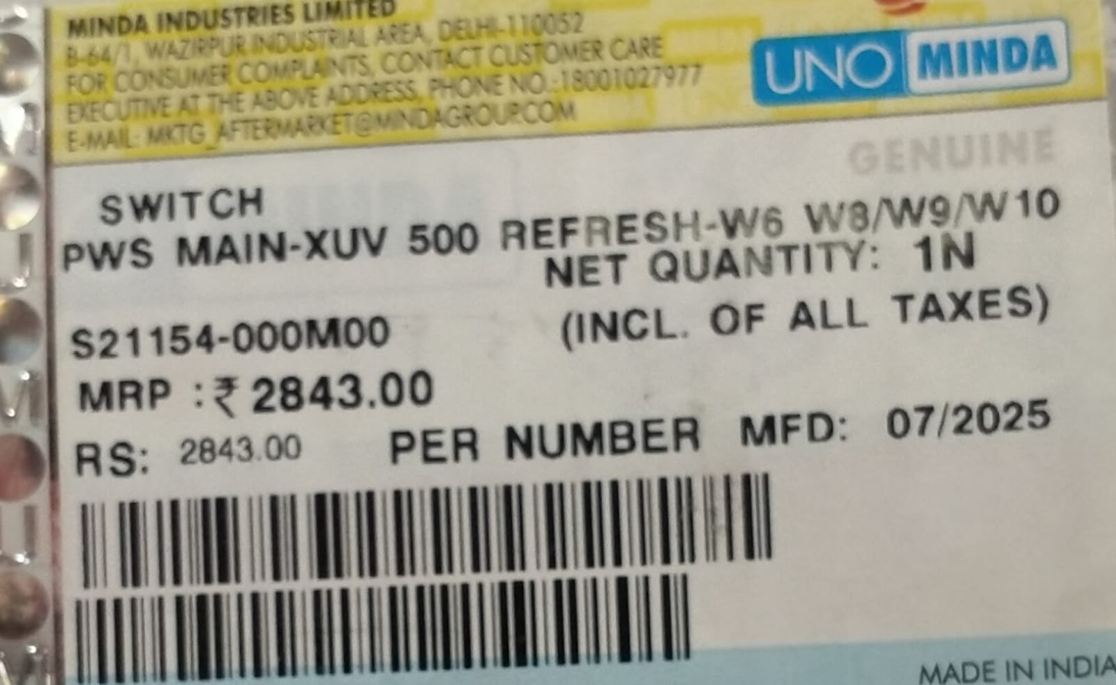 MINDA POWER WINDOW SWITCH - Image 3