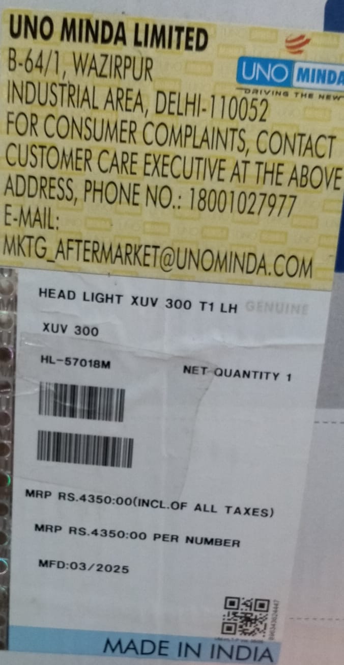 UNO MINDA HEAD LIGHT UNIT XUV 300 T1 -LH - Image 3