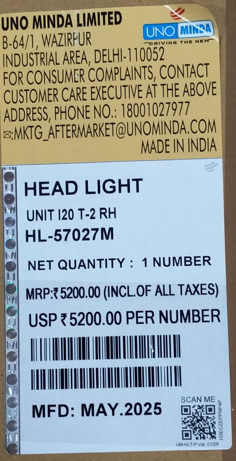 UNO MINDA HEAD LIGHT UNIT I-20 TYPE 2- RH - Image 3