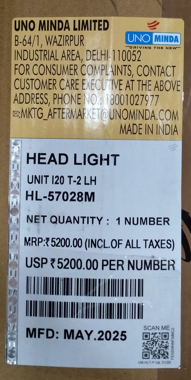 UNO MINDA HEAD LIGHT I-20 TYPE 2- LH - Image 3